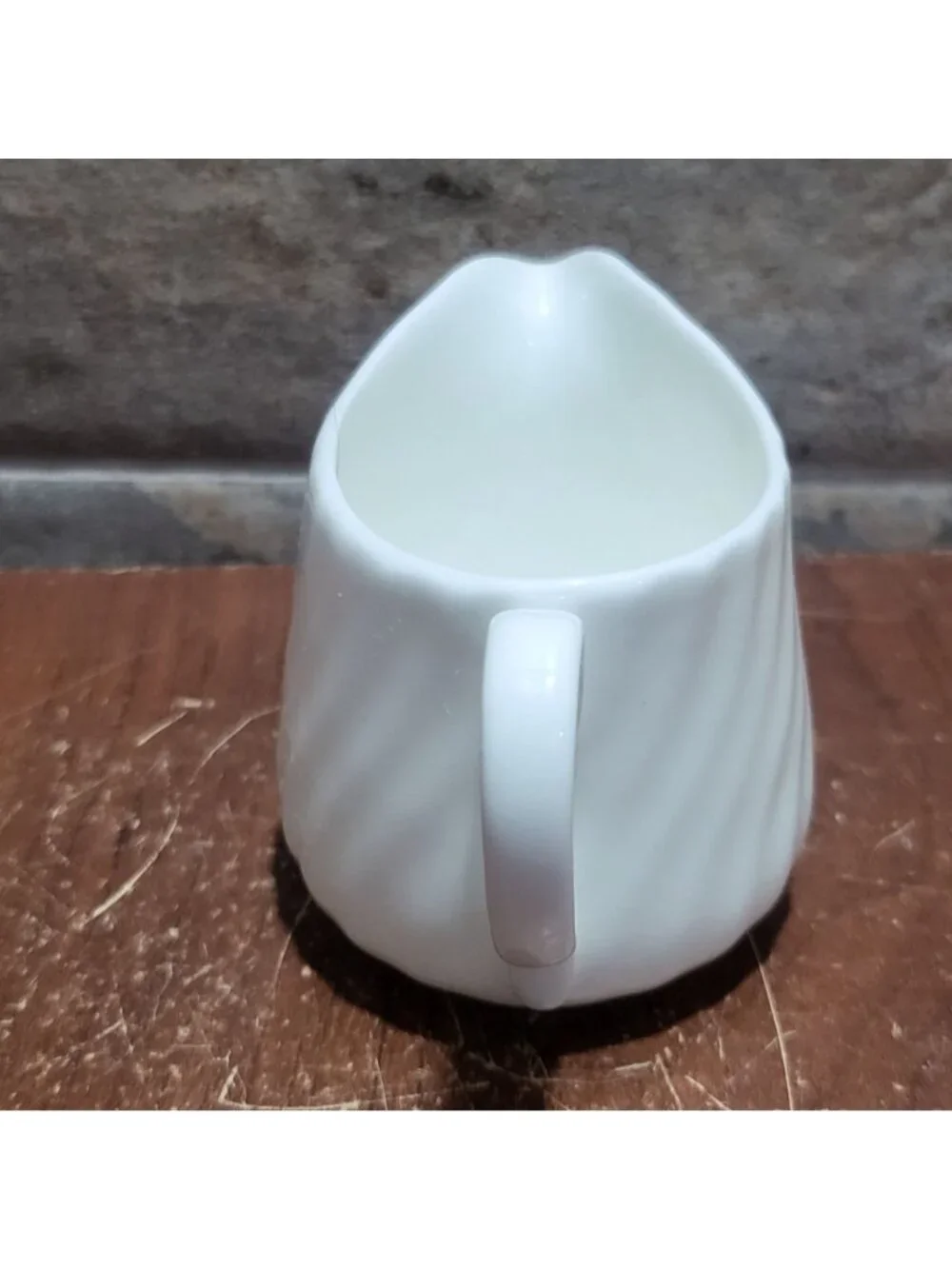 Vintage White Fife Mini Creamer Syrup Pitcher Distinctive Swirl Pattern